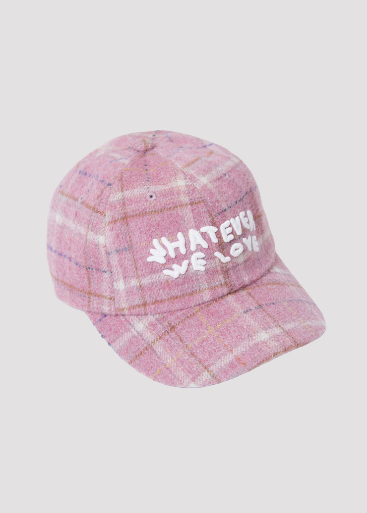 WOOL CAP WHATEVER PINK CHECK